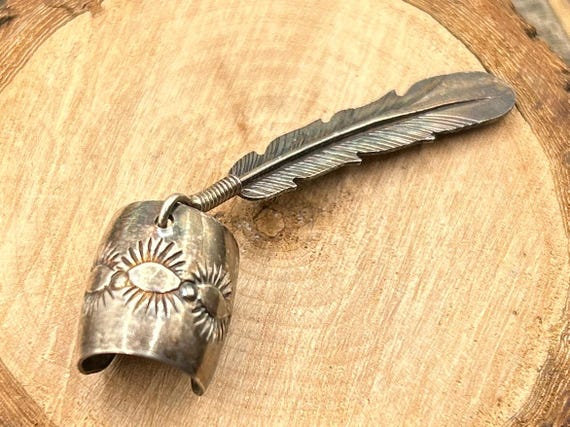 Southwestern Sterling Silver Feather Ear Cuff, Native American Style Jewelry, Vintage Inspired Earring