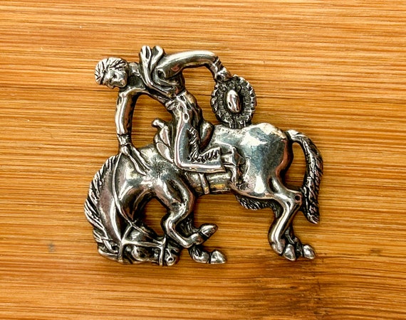 Sterling Silver Hartmans Durango Bucking Cowboy Brooch