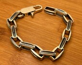 Mens Heavy Sterling Silver Link Bracelet 9.5 Inch 56g Vintage Modernist Industrial Chain