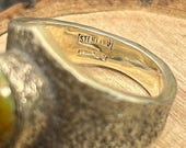 The R. Sherman mark on Vintage Southwest Sterling Silver Turquoise Ring Men's Size 11.5 Navajo Style Textured Band