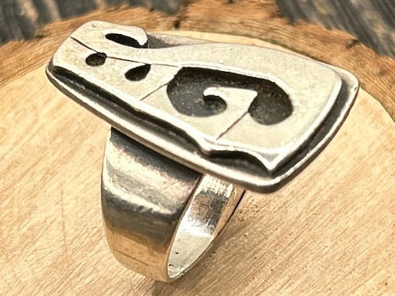 Vintage Modernist Sterling Silver Ring | Bold Abstract Statement Jewelry | Size 9 Handcrafted | Studio Art Ring