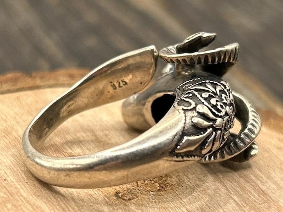 Rams Head Ring, Adjustable Silver Ring, Ram Ring,… - image 4