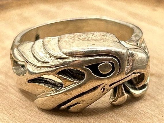 Bold Eagle Head Sterling Silver Ring - Vintage St… - image 6