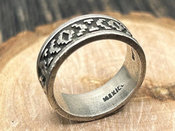 Vintage TAXCO(?) Silver Band Ring, Southwestern Jewelry, Size 7 1/2