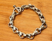 Vintage Heavy Sterling Silver Bracelet, 6 3/4", 49 Grams, Toggle Clasp, Mexico, 925