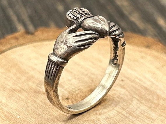 Vintage Sterling Silver Irish Claddagh Ring Size 7 - Authentic Celtic Love, Loyalty & Friendship Symbol