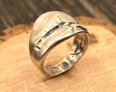 Vintage EVENSONG Sterling Silver Brutalist Statement Ring - Size 8 1/4, 7.5g Unique Abstract Design