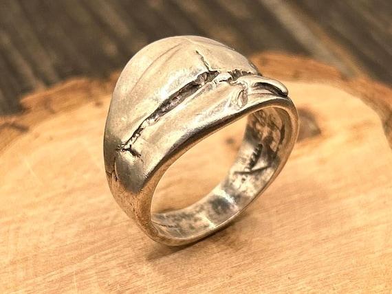 Vintage EVENSONG Sterling Silver Brutalist Statement Ring - Size 8 1/4, 7.5g Unique Abstract Design