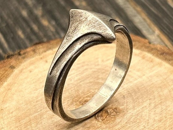 Vintage Style Brutalist Sterling Silver Ring - Bold Modernist Statement Piece, Size 13, S925 Marked