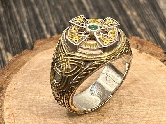 Franklin Mint Celtic Cross Ring Size 10 Sterling Silver Heavy Irish Heirloom Jewelry