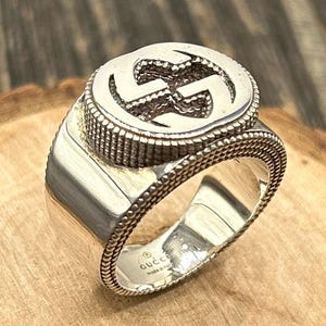 アクセサリー OLD GUCCI Design Silver Ring 925 GUCCI Interlocking Ring Ag925 Silver Women's Size 5 From Japan