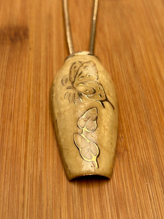 Enamel Butterfly Pendant, Eisenberg, Vintage Gold Tone, 20" Chain, Statement Necklace, Designer Jewelry