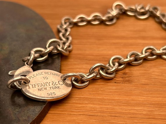 Vintage Tiffany & Co. Sterling Silver "Please Return to Tiffany" Choker, 15" Rolo Chain, Iconic Tag Design, 54.5g