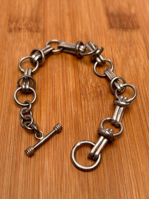 Sterling Silver Link Chain Toggle Bracelet