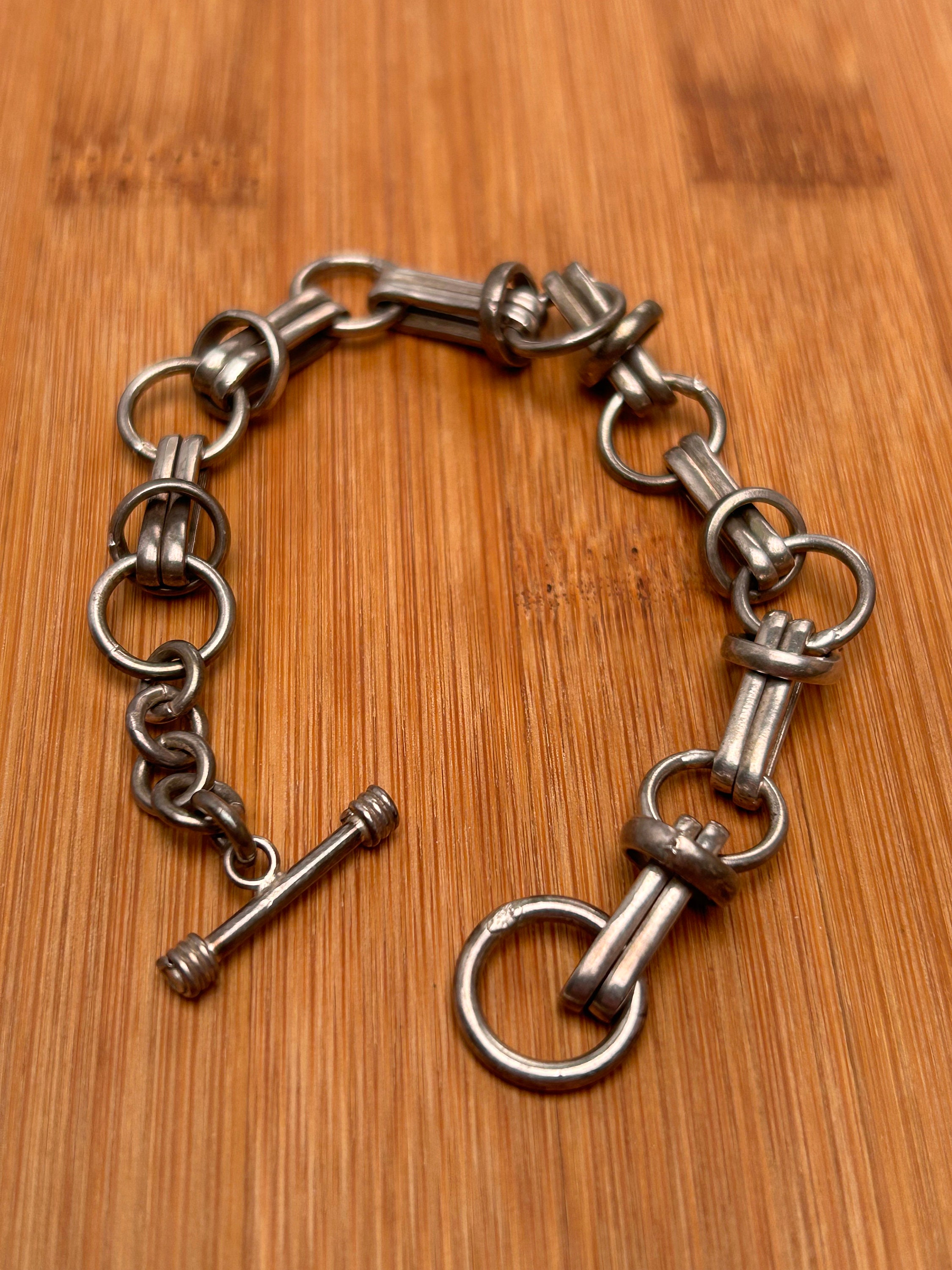 Sterling Silver Link Chain Toggle Bracelet - Etsy Sterling Silver Link Chain Toggle Bracelet - Etsy