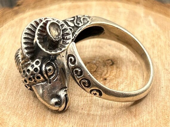 Rams Head Ring, Adjustable Silver Ring, Ram Ring,… - image 6