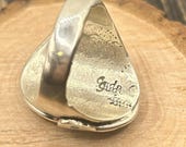 Stunning Zuni Turquoise & Silver Snake Ring, Size 11, Handmade by Jude Candelaria