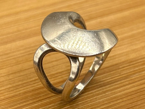 David-Andersen Norway Sterling Silver Bypass Ring, Vintage Mid-Century Modernist Jewelry