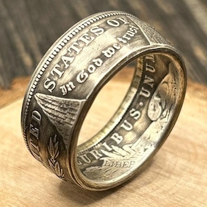 Authentic 1900 Morgan Silver Dollar Coin Ring | US Size 13 1/2 | Handmade Silver Statement Ring | Historical American Jewelry