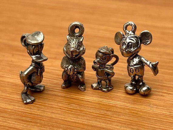 Sterling Silver Vintage Disney Character Charms, Set of 4