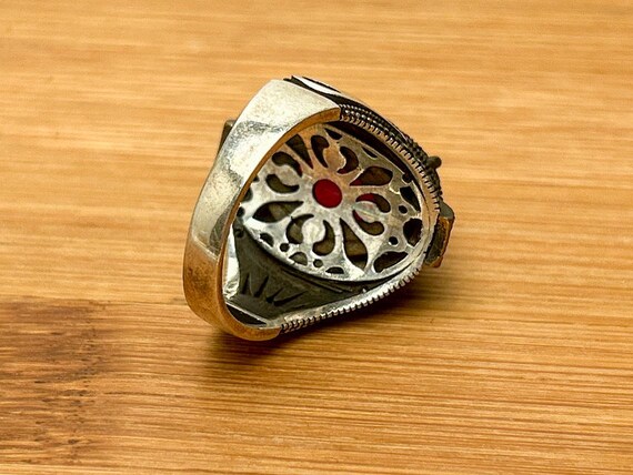 Ornate Sterling Silver Ruby Ring with Marcasite B… - image 7