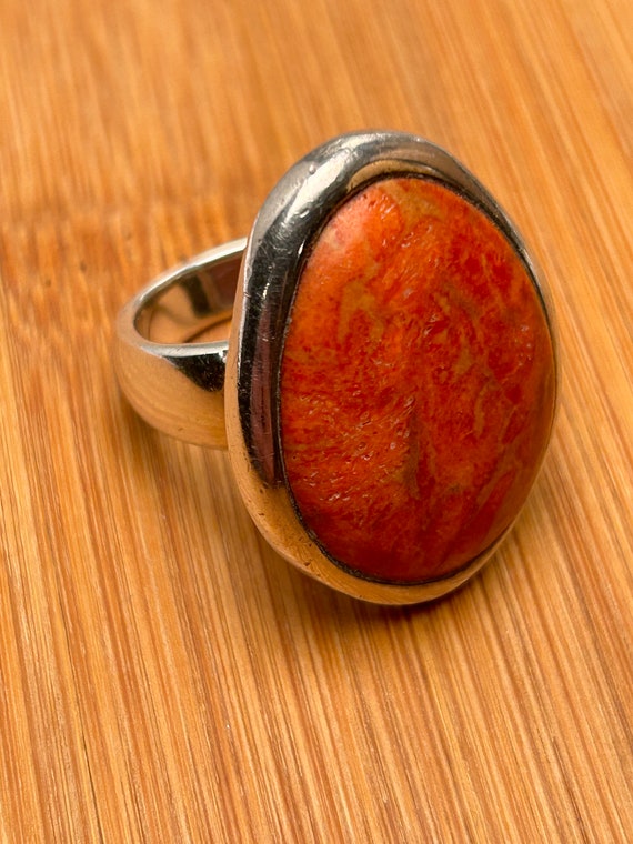 Barse Sterling 925 Silver Oval Red Sponge Coral