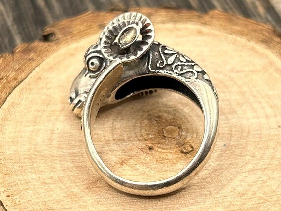 Rams Head Ring, Adjustable Silver Ring, Ram Ring,… - image 5