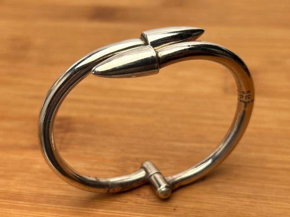 Vintage Sterling Silver Taxco Nail Bullet Design Bangle Bracelet