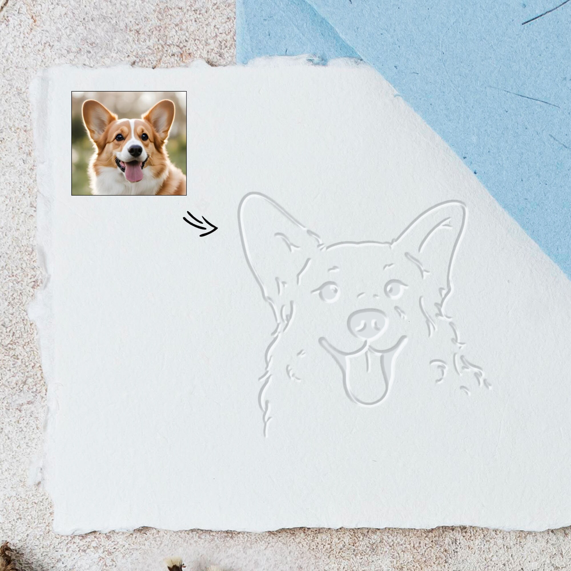 Custom Pet Embosser - Hand Drawn Portrait of Your Pet - Personalized Dog Embosser - Unique Pet Memorial Gift for Pet Lovers