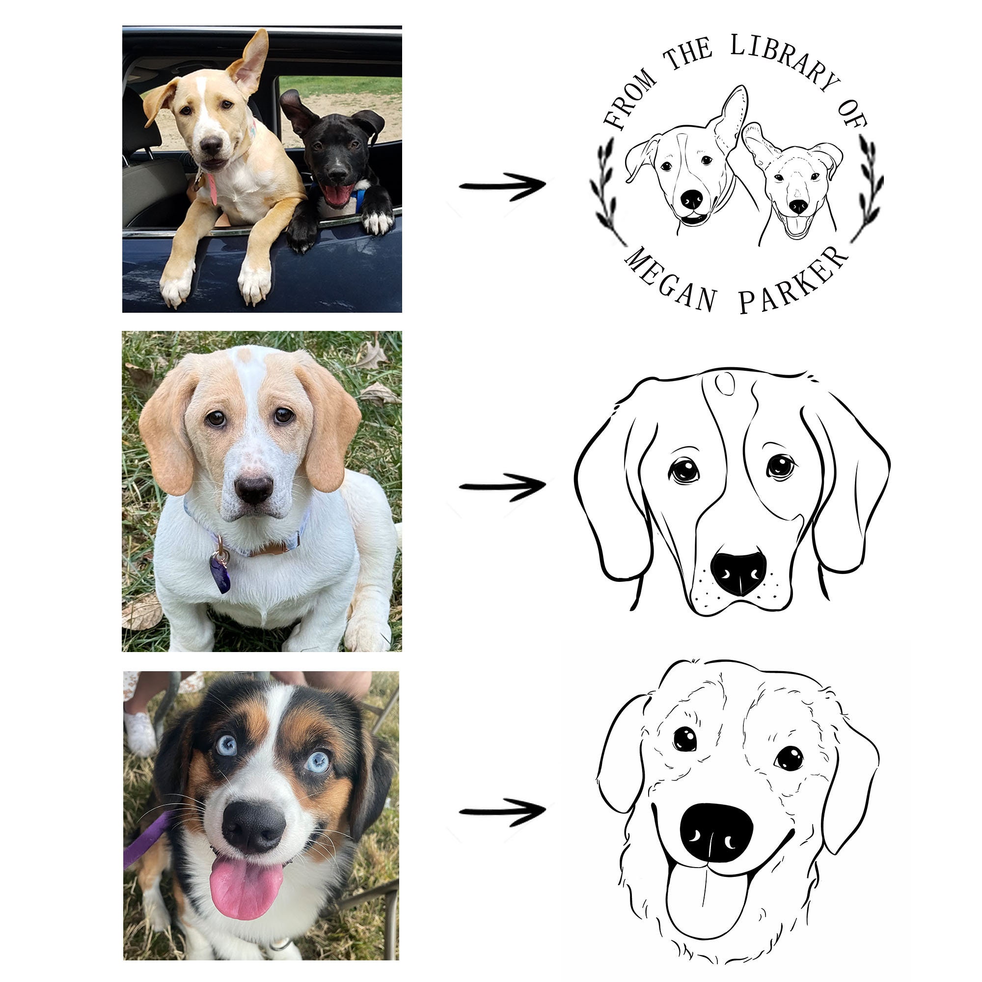 Custom Pet Embosser - Hand Drawn Portrait of Your Pet - Personalized Dog Embosser - Unique Pet Memorial Gift for Pet Lovers