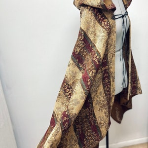 High Quality, burgundy, damask Tapestry Renaissance Cape with full hood, Pagan Capelet, LARP Festival cloak, Steam Punk