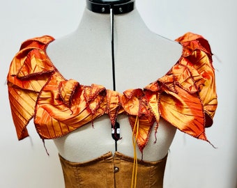 Iriserend oranje/goud, hoog-laag, lichtgewicht, gescheurde bladcape/wrap, LARP, cosplay Phoenix, Republic Jedi cosplay mantel, Fairy Cape