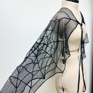 Black Lace,Goth Spiderweb cloak, Gothic Wedding cloak, gothic lingerie cape, Lydia Deetz ,Witch cape,Bat wing cape, Morticia Adams shawl