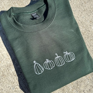 Pumpkin Outline Embroidered Crewneck | Fall Unisex Sweatshirt | Cozy Handmade Pullover | Soft Minimalist Autumn Design | Custom Gift