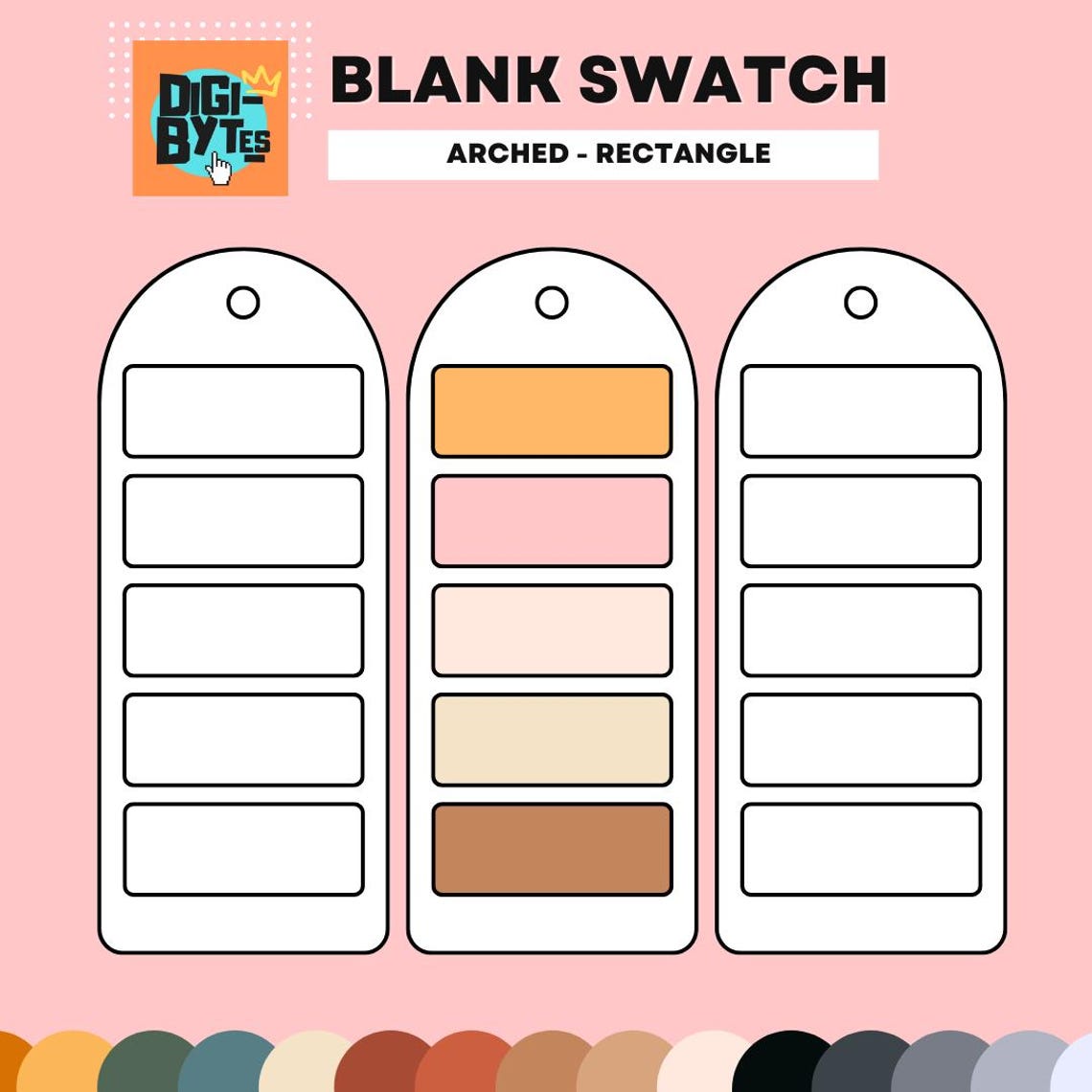 Arch Template.pdf Arched Rectangle Blank Color Swatch Template (digital PDF) - Etsy