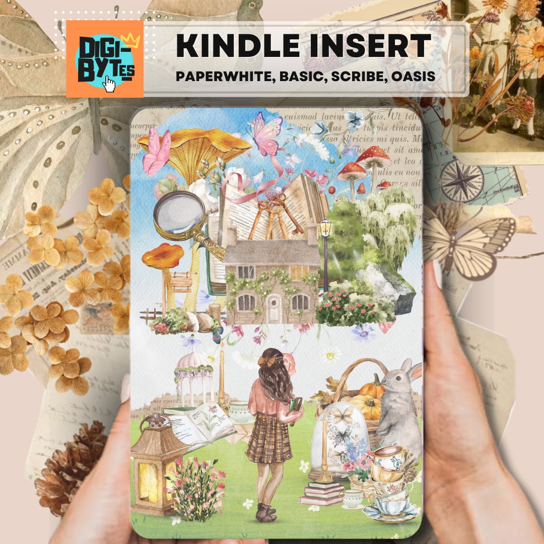 Cottagecore Fantasy, Bookish Girly Theme, Kindle Insert for Clear Case ...