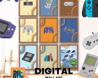 Retro Nintendo Controller Prints: Gamer Room Wall Decor (Digital Download)