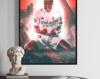 Vinicius Junior Poster, Real Madrid, Football Star, Sports Art, Wall Decor, Digital Download