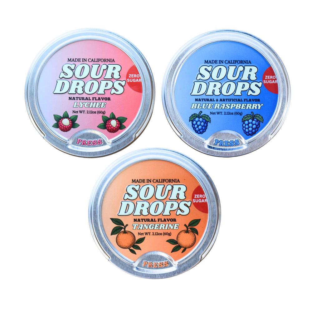 Zero Sugar Sour Hard Candy | Tangerine, Lychee, Blue Raspberry | No Artificial Dyes