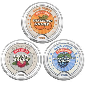 Zero Sugar Sour Hard Candy | Tangerine, Lychee, Blue Raspberry | No Artificial Dyes