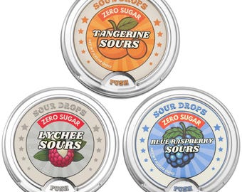Zero Sugar Sour Hard Candy | Tangerine, Lychee, Blue Raspberry | No Artificial Dyes