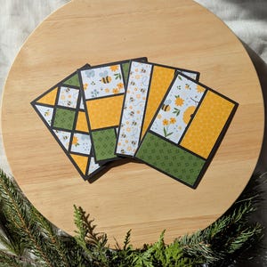Jeu de 4 cartes faites main | vierge personnalisable toutes les cartes de vœux | Bourdon