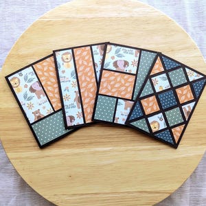Juego de 4 tarjetas hechas a mano / Tarjetas de felicitación personalizables en blanco para toda ocasión / Animales de safari