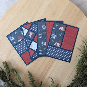 Jeu de 4 cartes faites main | vierge personnalisable toutes les cartes de vœux | Voiliers | Océan | Cartes pour lui | Mari | Père | Frère