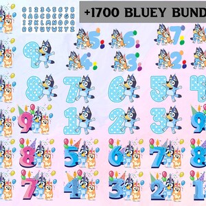 1700+ Bluey Birthday Dog and Friends Svg, Cartoon Characters Clipart, Transparent Png, Cut files for Cricut, Bluey Dog Birthday, TV SHow