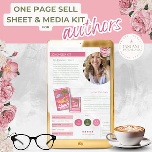Author One Sheet, Canva Template,  Media Kit Template,  Author Canva Templates, Book Launch, Marketing Tools for Writers, Book Release PPSG