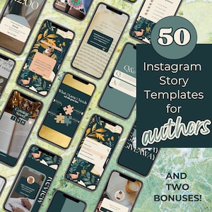 Szablony Green Gold Bookstagram, Szablony Canva do mediów społecznościowych, Marketing autora, Posty na Instagramie autora, Pisarz: PPEP