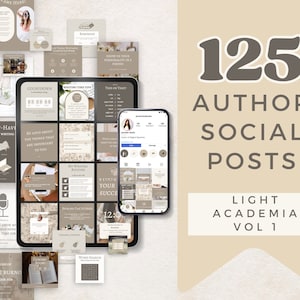 Light Academia, Book Launch,  Instagram Posts, Canva Templates, Writers Social Media Posts, Author Instagram,  Bookstagram Templates: PPLA
