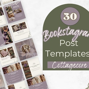 Bookstagram Post Templates, Book Marketing, Book Launch, COTTAGECORE Templates, Instagram Aesthetic,Book Lovers,Bookstagram Canva PPCC