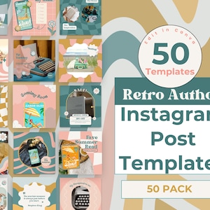 Instagram Canva Template, Book Cover, Retro Author, Book Marketing, Author Instagram, Book Launch, Author Canva Template: RETRO